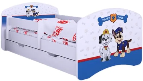 BDW Kinderbett Super Hunde 160x80 mit Matratze & Rausfallschutz