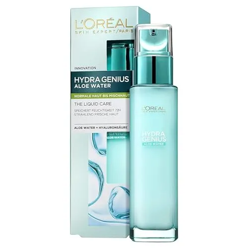 L'Oréal Paris Hydra Genius Feuchtigkeitsfluid 70ml - Feuchtigkeitspflege für normale bis Mischhaut mit 72h Hydration, angereichert mit Aloe Water und Hyaluronsäure für frische, geschmeidige Haut.