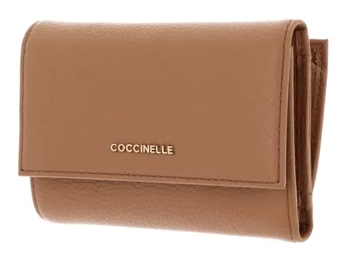COCCINELLE Geldbörse Metallic Soft, Leder braun - Elegante Damengeldbörse aus hochwertigem Leder, mit 12 Kartenfächern und praktischem Druckknopfverschluss. Ideal für stilbewusste Frauen.