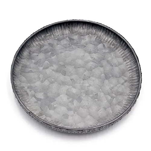 Funerom kleine runde verzinkte Metallschalen-dekorative Tablett-gewellte Kanten (19.8 cm)
