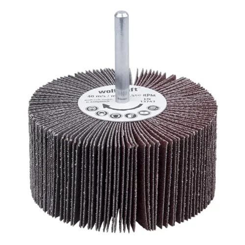 wolfcraft Fächerschleifer I 2034000 I Körnung 80 I ø80x40 mm I Schleifaufsatz für Bohrmaschinen I für Holz, Metall und Farbe I Polierzubehör