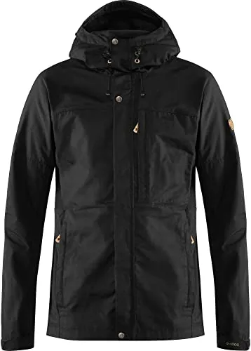 Fjällräven Herren Kaipak Jacke, Black, M - Outdoor Freizeitjacke aus robustem G-1000 Eco, wind- und wasserabweisend, ideal für Wanderungen und den Alltag mit verstellbarer Kapuze.