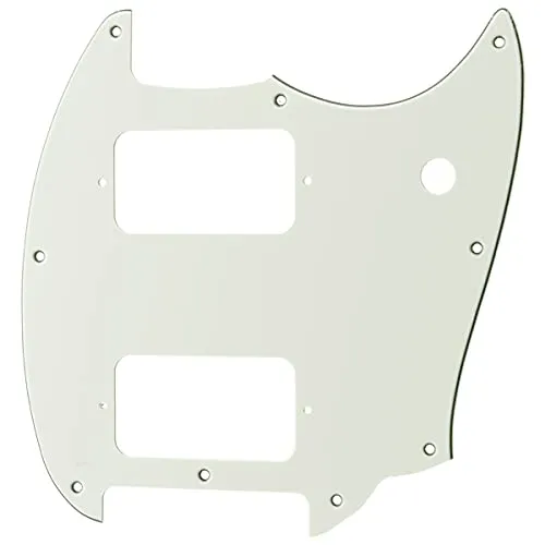 Musiclily Pro 9 Löcher Round Corner HH Pickguard 2 Humbuckers Schlagbrett für Squier Bullet Series Mustang E-Gitarre, 3-lagig Aged White