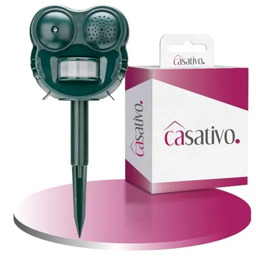 Casativo 2er-Set 2in1 Ultraschall Tierschreck mit LED-Blitzlicht - 𝗘𝗳𝗳𝗲𝗸𝘁𝗶𝘃𝗲 𝗧𝗶𝗲𝗿𝗮𝗯𝘄𝗲𝗵𝗿: Der Tierschreck schützt auf bis zu 70 m² vor unerwünschten Tieren. 𝗗𝗼𝗽𝗽𝗲𝗹𝘁𝗲 𝗔𝗯𝘄𝗲𝗵𝗿: Ultraschall und Licht sorgen für eine sichere, giftfreie Lösung. 𝗙𝗹𝗲𝘅𝗶𝗯𝗹𝗲 𝗠𝗼𝗻𝘁𝗮𝗴𝗲: Ideal für Garagen und Gärten, einfach zu installieren.