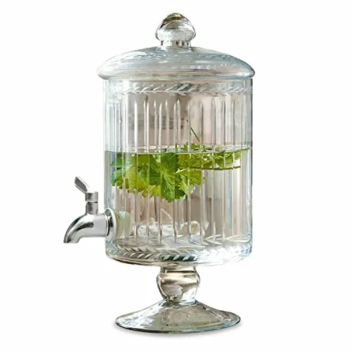 LOBERON Getränkespender Makiya | Stilvolle Glaskaraffe mit Zapfhahn