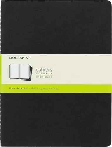 Moleskine - Cahier Journal, Set mit 3 Notizbüchern mit weißen Seiten, Kartonabdeckung, extra großen Abmessungen 19 x 25 cm, Farbe Schwarz, 120 Seiten