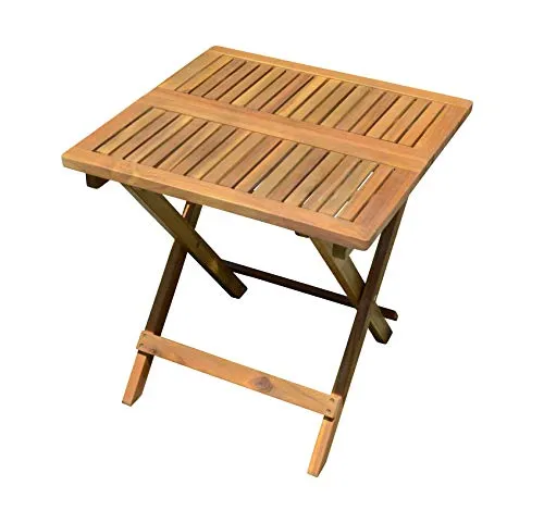Spetebo Akazie Gartentisch - 50x50 cm Klapptisch im Teak Look - Esstisch aus geöltem Akazienholz im Teak-Look, klappbar und ideal für den Garten. Robust, pflegeleicht und witterungsbeständig, perfekt für Bistros und Biergärten.