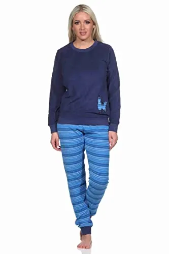 Normann Damen Frottee Pyjama mit Tiermotiv, Navy, Größe 40-42 - Kuschelweicher Frottee Pyjama für kalte Nächte. Mit niedlichem Tiermotiv und praktischen Bündchen für optimalen Tragekomfort. Auch in Übergrößen erhältlich. Hohe Qualität, schadstoffgeprüft nach OEKOTEX.