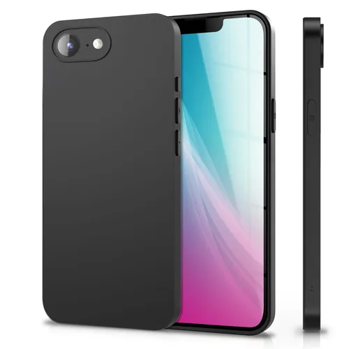 Black Cover für iPhone 16e, Dünn Matt Silikon TPU Case Staub Schutz Handy Hülle