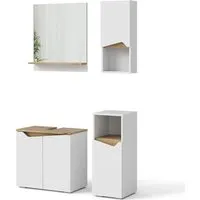 Vicco Badmöbel-Set Marelle Weiß Artisan - Badmöbel-Set mit stilvollem Design und optimiertem Stauraum. Perfekt für eine moderne Badezimmergestaltung.