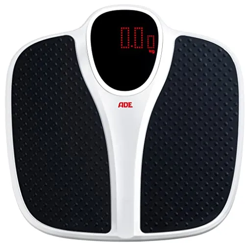 ADE Digitale Personenwaage mit extra großer Trittfläche - Personenwaagen mit rutschfester Oberfläche und sehr gut ablesbarem Display, belastbar bis 200 kg – ideal für die ganze Familie.