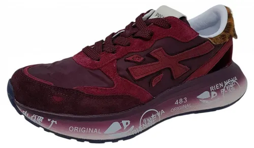 Premiata Sneaker Rot in Gr. 37 - Stilvoll und Bequem - Elegante Damen Sneaker in bordaux aus Velourleder, mit flachem Absatz und Schnürverschluss. Ideal für den täglichen Gebrauch und modische Akzente.