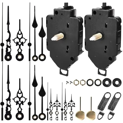 Stück Pendeluhrwerk, Lautlos Quarz Pendeluhr Werk, Uhrwerk mit 3 Uhrzeiger Sets Und Pendel für Wanduhr Ersatz Werk für Pendeluhr, DIY Reparaturteile Pendel Uhrwerk (23mm Welle) 2
