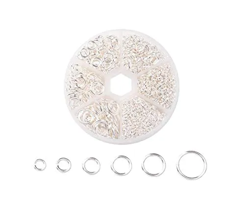 Tweal Offene Biegeringe, 1600 Pcs, Silber, Springen 4-10mm, Schmucksache DIY, Halsketten, Armband, Herstellung