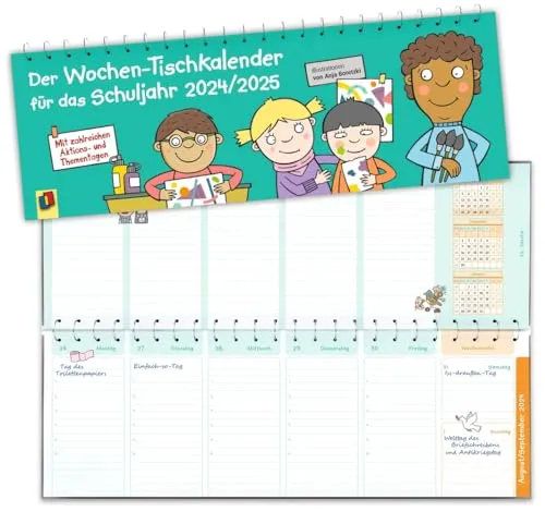 Der Wochen-Tischkalender für das Schuljahr 2024/2025: Mit zahlreichen Aktions- und Thementagen