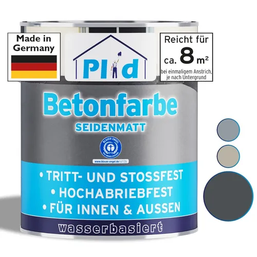 Plid® Betonfarbe Frostsicher Anthrazitgrau 0,75L - Hochwertige Bodenbeschichtung - Betonfarben für Innen & Außen, ideal für Zement, Holz und Mauerwerk. Beständig gegen Öle und Fette, Made in Germany für höchste Qualität.