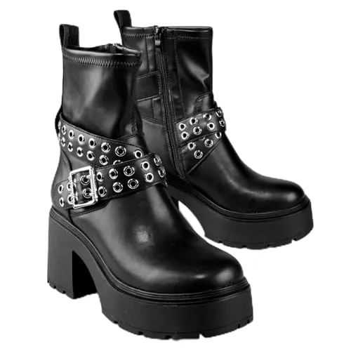 Buffalo Damen Stiefeletten Mila Rock Boot Schwarz, Größe 40 in schwarz von Buffalo