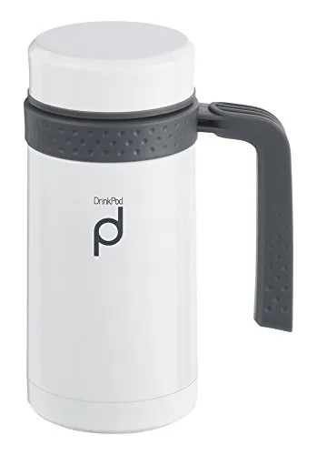Pioneer Thermo-Isolierbecher mit Griff Hochwertiger Edelstahl 450 ml, Doppelwand-Vakuumkonstruktion 6 Stunden Heiß 24 Stunden Kühl Auslaufsicher BPA-Frei - Weiß