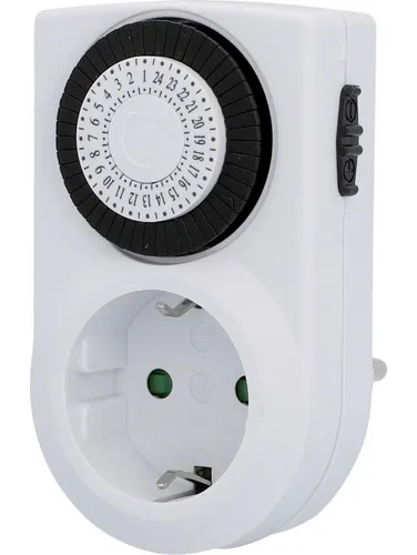 Trend Line Zeitschaltuhr Analog Mini für Innen - Weiß - Zeitschaltuhr für Innen mit Kipphebeln, ideal für die automatische Steuerung elektrischer Geräte. Max. Anschlussleistung: 3.500 W, kleinste Schaltzeit: 30 Minuten. Perfekt für mehr Komfort und Effizienz in Ihrem Alltag.