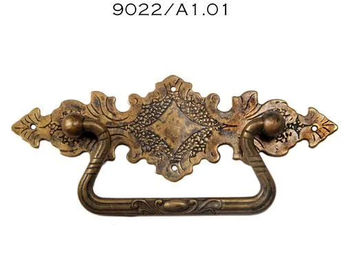 XL Möbelgriff Antik Möbel Beschlag Griff Gründerzeit Ring Möbelschild Messing