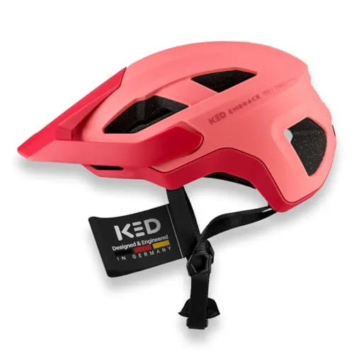KED MTB-Fahrradhelm EMBRACE M Coral Matt - Rosa - Stylischer MTB-Helm mit In-Mold-Technologie für optimalen Schutz. 9 Ventilationsöffnungen sorgen für hohe Luftzirkulation. Höhenverstellbares Visier und abnehmbares Licht bieten zusätzlichen Komfort und Sicherheit.