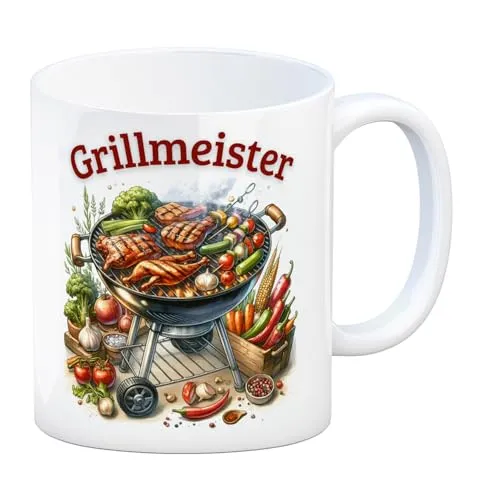 Grillmeister Kaffeebecher BBQ-Braten für Fleisch- Gemüsefans das Grill-Erlebnis für jeden Grillmeister direkt drauf Grill Tasse