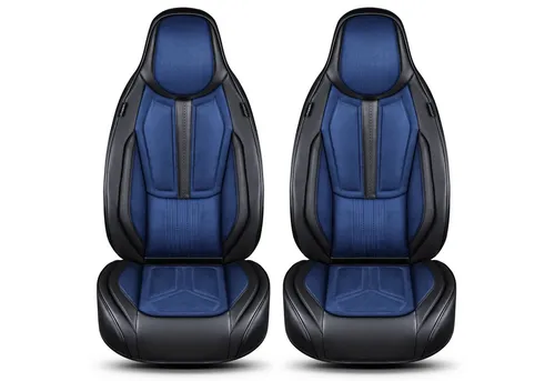 BREMER SITZBEZÜGE Autositzbezug für Opel Adam (2013-2019) - Hochwertige Schonbezüge in Schwarz/Blau, passend für Opel Adam. Pflegeleicht, langlebig und für Sitzheizung geeignet – ideal für Komfort und Schutz bei langen Fahrten.