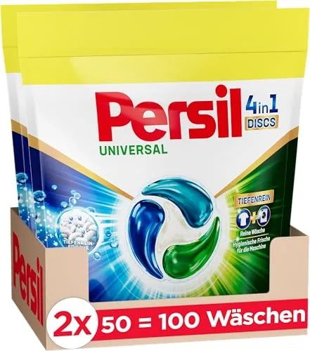 Persil Tiefenrein 4in1 DISCS (100 Waschladungen), Universal Waschmittel mit Tiefenrein-Frische, Vollwaschmittel für reine Wäsche und hygienische Frische für die Maschine