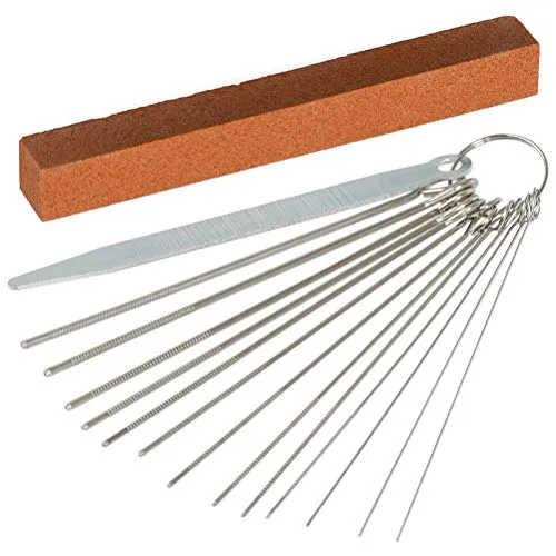 DODUOS Sattelfeile für Gitarre - Edelstahl Brücke Sattel Datei Set - Nagelfeilen für Gitarristen, 13 Größen Schleifnadeln für präzise Anpassungen an verschiedenen Instrumenten, ideal für Musiker auf Reisen.