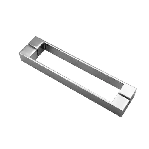 Quadratischer Glastürgriff aus Chrom, 190 mm Loch zu Lochmitte, 225 mm lang, strapazierfähig, 1 Stück, Duschtürgriff, geeignet für Duschabtrennung, Duschraum, Duschkabine