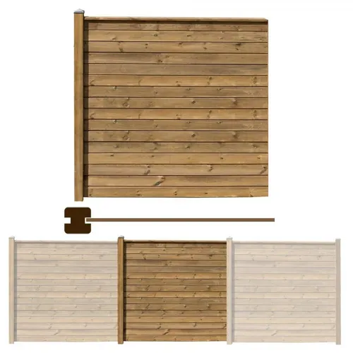 Anbauwand Flex-B gerade mit 1x Pfosten Erweiterung für Sichtschutzzaun Flex-A