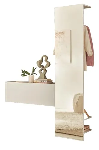 Furn.Design Garderoben-Set Center - Drohnen: 2-teiliges Set in Weiß und Wotan Eiche mit Kompaktgarderobe, ideal für platzsparende Flure und einfache Selbstmontage.