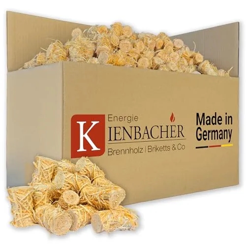 Holzwolle Anzünder natürliche Firestarter Kaminanzünder Grillanzünder Feueranzünder Fire Starter Bio-Anzünder | schnell entfacht für Grill, Pizzaofen. Smoker, Kamin & Ofen | Energie Kienbacher 10 kg
