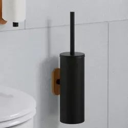 Elegante WC-Bürstengarnitur in Schwarz - Klobürsten aus rostfreiem Edelstahl mit abnehmbarem Bürstenkopf und flexiblen Befestigungsmöglichkeiten - für eine stilvolle und praktische Lösung in Ihrem Badezimmer.
