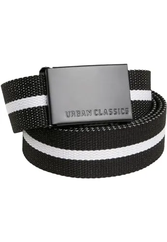 Urban Classics Unisex Canvas Belt black white stripe/black, one size
