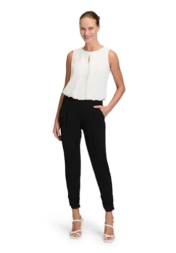 Vera Mont Damen Jumpsuit 0012/4835, Schwarz (Black/Cream 9812), Größe 40 - Jumpsuit aus Jersey und Chiffon, vielseitig kombinierbar und perfekt für verschiedene Anlässe. Ideal für einen modischen Auftritt!