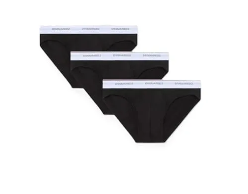 DSQUARED2 Slip 3-Pack Brief - Schwarz - Herren-Unterwäsche, komfortabler Sitz und modernes Design für jeden Tag