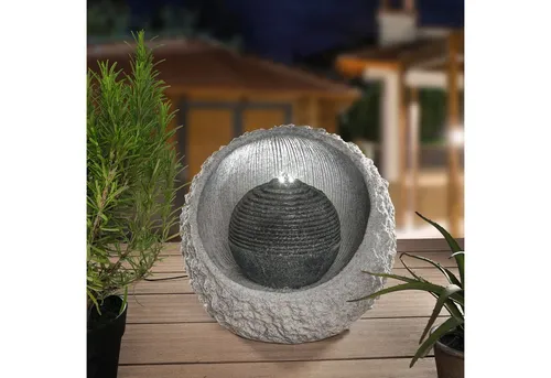 esotec Gartenbrunnen Solar Felssteinbrunnen mit LED Licht - Brunnen für Garten und Terrasse in naturgetreuer Steinoptik. Mit LED-Licht für stimmungsvolle Akzente und Solarbetrieb für umweltfreundliche Nutzung.