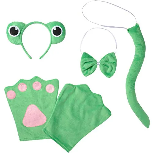 dressforfun 302042 - Kostüm Set Frosch für Erwachsene, Haarreif mit Augen, Handschuhe, Fliege und Schwanz