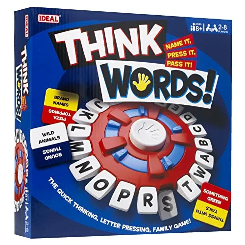 Ideal Think Words: Das schnelle Denk- und Buchstabenspiel für die ganze Familie - Gesellschaftsspiel für 2-8 Spieler ab 8 Jahren, fördert schnelles Denken und Wortschatz, ideal für stundenlangen Familien-Spaß.