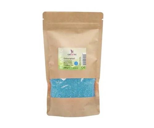 CREARTEC Colouraplast - Kunststoffperlen/Schmelzgranulat - Farbe: zartblau - Menge: 200g - Ideal für Fensterbilder, Mobiles und kleine Kunstwerke - Witterungsbeständig - Made in Germany