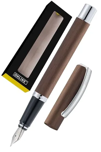 Füllfederhalter Vision - Aluminium gebürstet matt cognac - Eleganter Füllfederhalter aus Aluminium, mit Austrockenschutz und nachfüllbarer blauer M-Feder, ideal für stilvolles Schreiben.