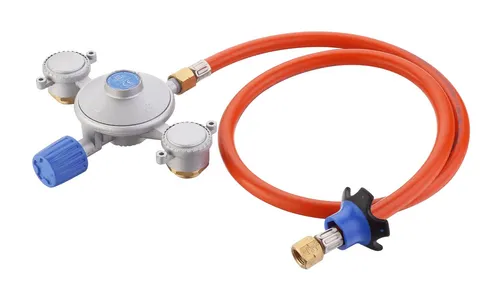 CADAC Dual Power Pak Gasdruckregler mit Schlauch für Gaskartuschen, 50 mbar - Gasdruckregler für Gaskartuschen, ideal für Camping und Outdoor-Aktivitäten, sorgt für zuverlässige Gasversorgung.