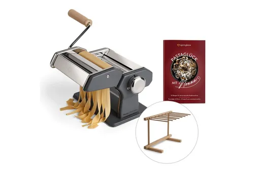 SPRINGLANE Manuelle Nudelmaschine Nonna - Edelstahl, inkl. Rezeptheft und Nudeltrockner, vielseitig für Spaghetti, Lasagne und Tagliatelle