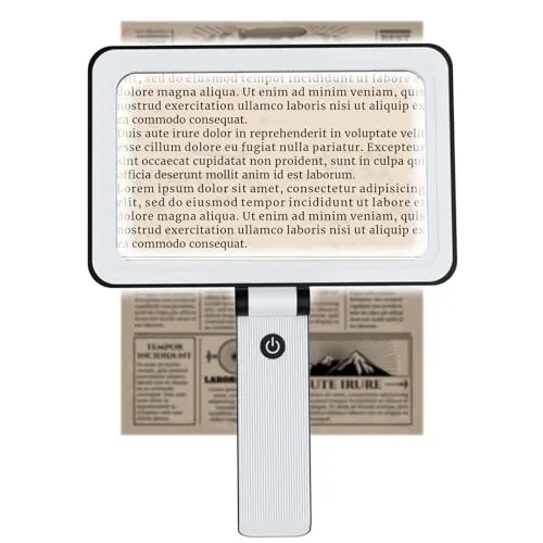Bonna Klappbar Leselupe,Ausgestattet mit Einer integrierten Lampe und Einer großen, ganzseitigen Lupe, eignet es Sich für ältere Menschen und Sehbehinderte zum Lesen von Kleingedrucktem.