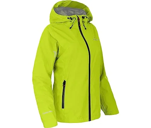 Bergson HELLI Damen Regenjacke - Funktionsjacke mit 12000 mm Wassersäule, atmungsaktivem Netzfutter und PFC-freier Herstellung – ideal für nasse Tage in leuchtendem Grün.