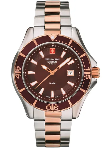 Swiss Alpine Military Herren Armbanduhr 7040.1156 - Sportliche Armbanduhr mit 10 ATM Wasserdichtigkeit und kratzfestem Mineralglas. Ideal für den Alltag und Outdoor-Aktivitäten. Hochwertiges Edelstahlarmband für hohen Tragekomfort.