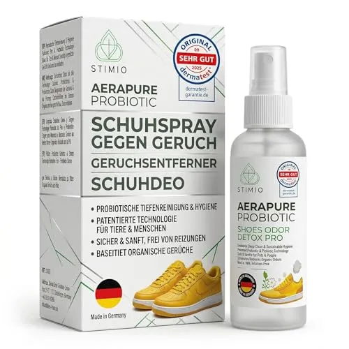 Stimio Schuhdeo Spray – Schuhspray gegen Geruch, Fußgeruch & Schweißfüße, duftfrei | DERMATEST® SEHR GUT | Effektive Mikroorganismen (EM) | Schuh Geruchsentferner Geruchsneutralisierer