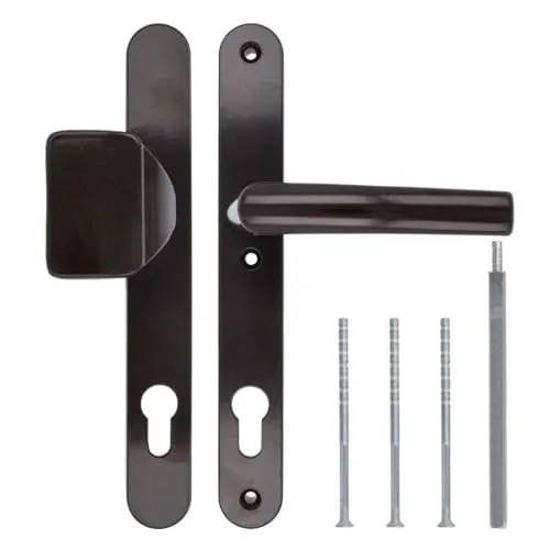 Türgriff/Türdrücker/Türklinke/Drückergarnitur DHS 92mm (Schildbreite 32mm) - Braun RAL 8077 - mit Knauf