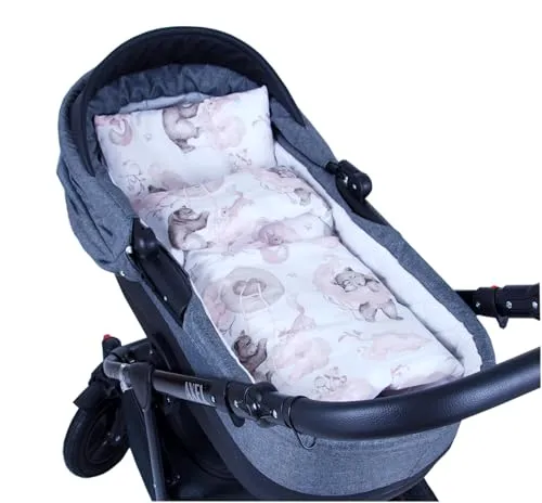 Babylux 2 TLG. Set Bezug für Kinderwagen Stubenwagen oder Wiege Garnitur Bettwäsche Kissen Decke 60 x 78 cm (128. Bär Rosa)
